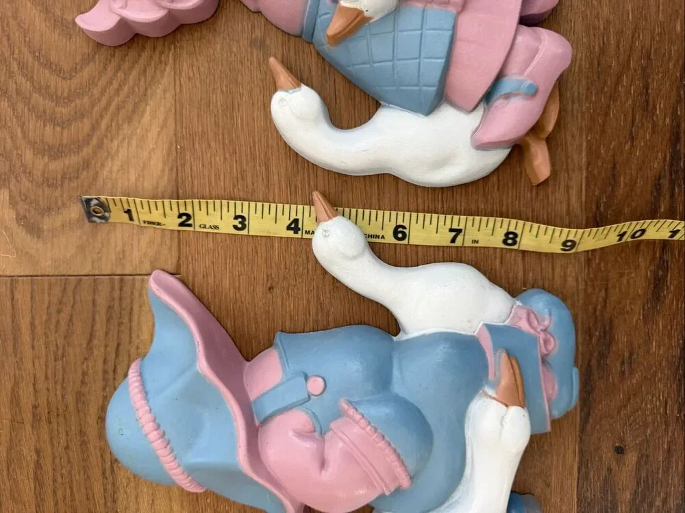 Vintage 80s Burwood Country Cottage Cottagecore Goose Boy Girl Wall Hangings